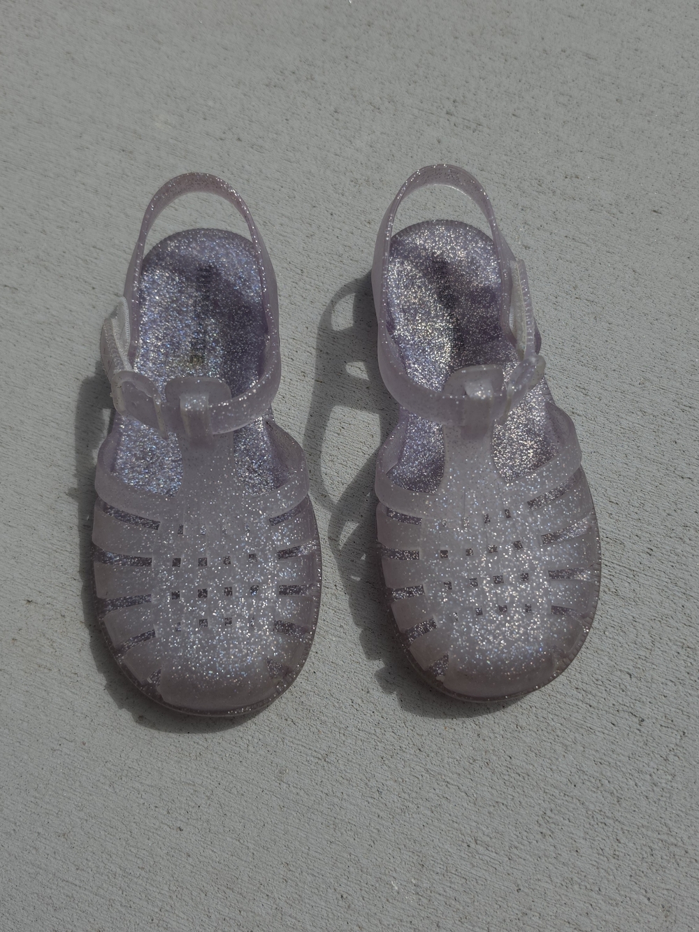 Tucker & Tate Toddler Girl Purple Glitter Jelly Sandals Easy Close Size 11
